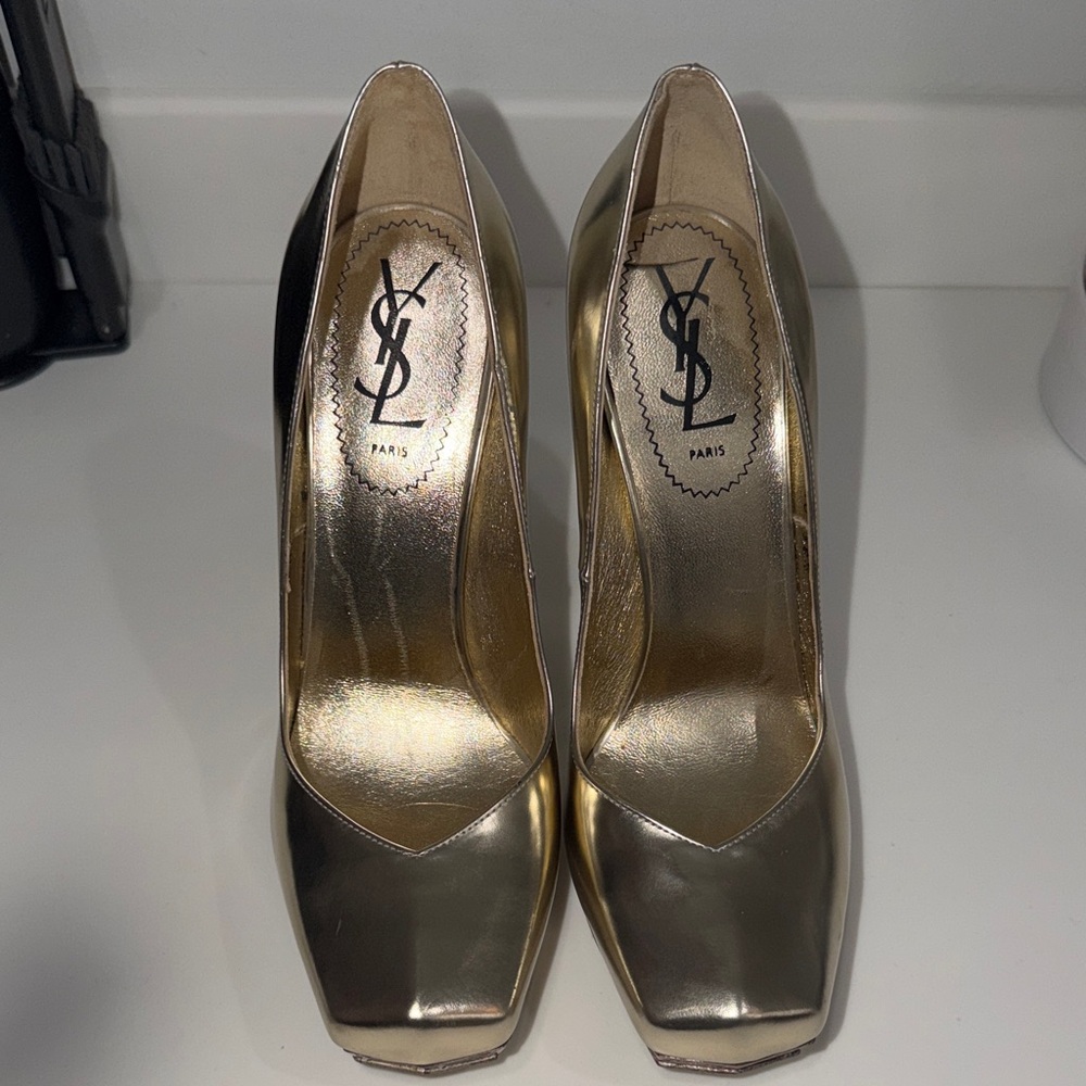 Yves Saint Laurent Metallic Gold Heels